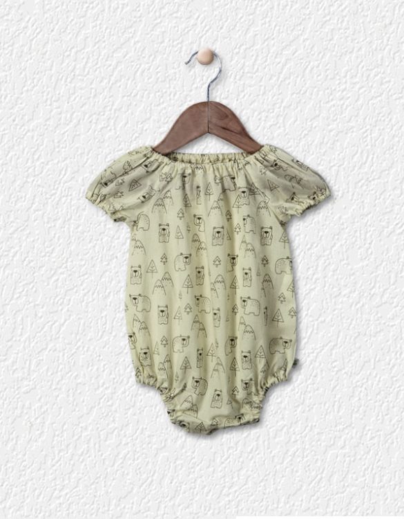 Comfortable and soft yellow cotton onesie with gentle elastic neckline