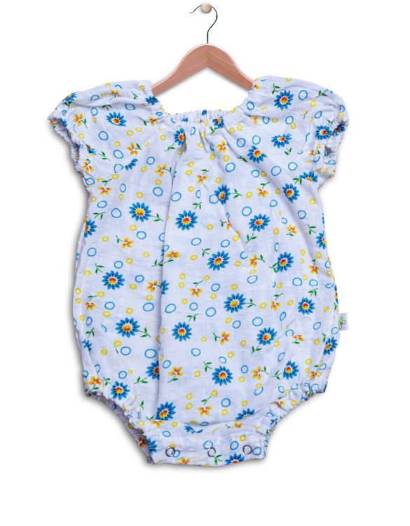 Comfortable and soft white onesie with gentle elastic neckline
